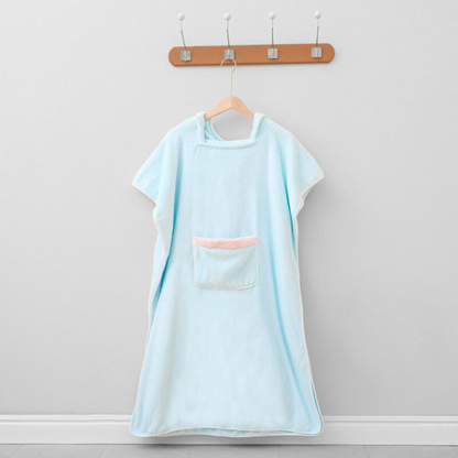 Hooded Poncho Bathrobe with Pockets