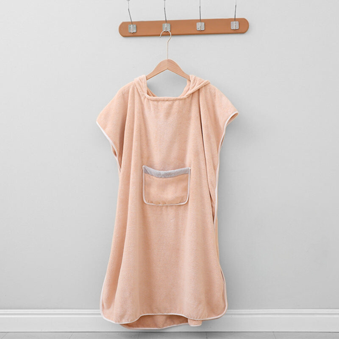 Hooded Poncho Bathrobe with Pockets