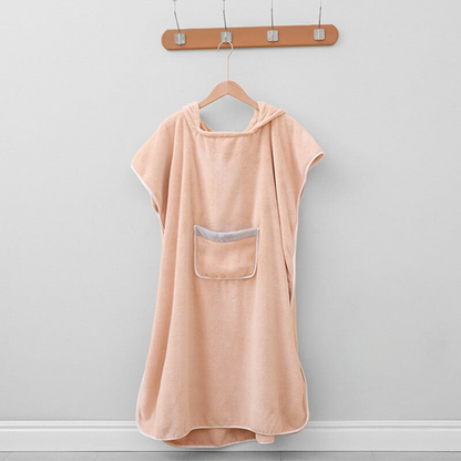 Hooded Poncho Bathrobe with Pockets