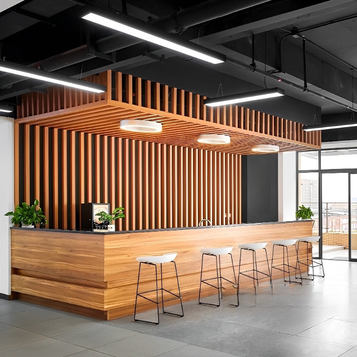 Minimalist Black LED Recessed Office Hanging Linear Light Set