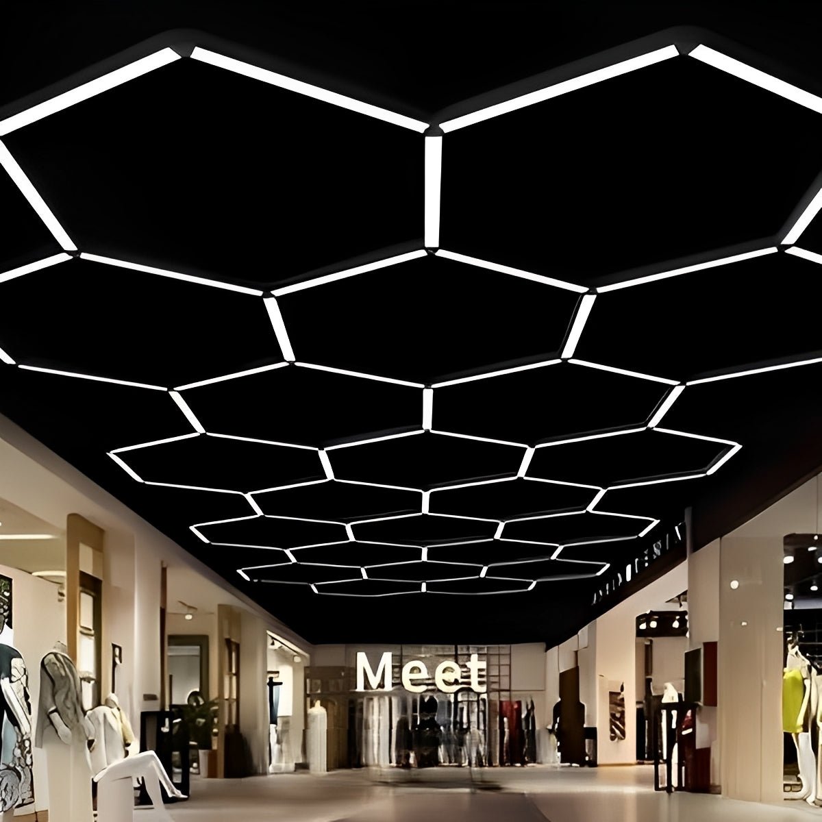 Minimalist Black LED Recessed Office Hanging Linear Light Set