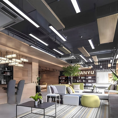 Minimalist Black LED Recessed Office Hanging Linear Light Set