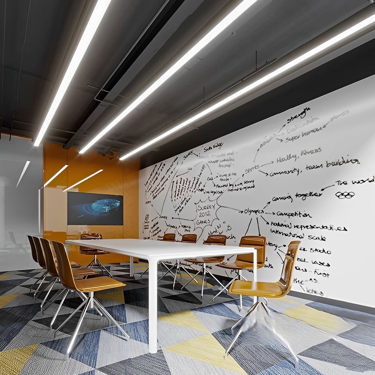 Minimalist Black LED Recessed Office Hanging Linear Light Set