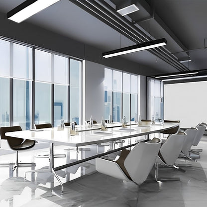 Minimalist Black LED Recessed Office Hanging Linear Light Set