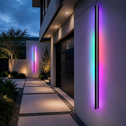 Black Long Strip LED RGB IP65 Waterproof Outdoor Wall Mount Lighting