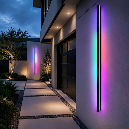 Black Long Strip LED RGB IP65 Waterproof Outdoor Wall Mount Lighting