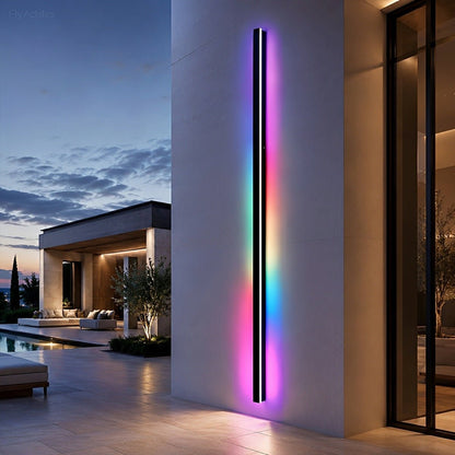 Black Long Strip LED RGB IP65 Waterproof Outdoor Wall Mount Lighting