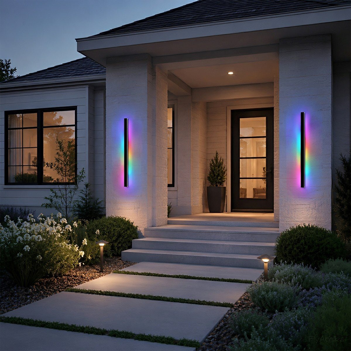 Black Long Strip LED RGB IP65 Waterproof Outdoor Wall Mount Lighting