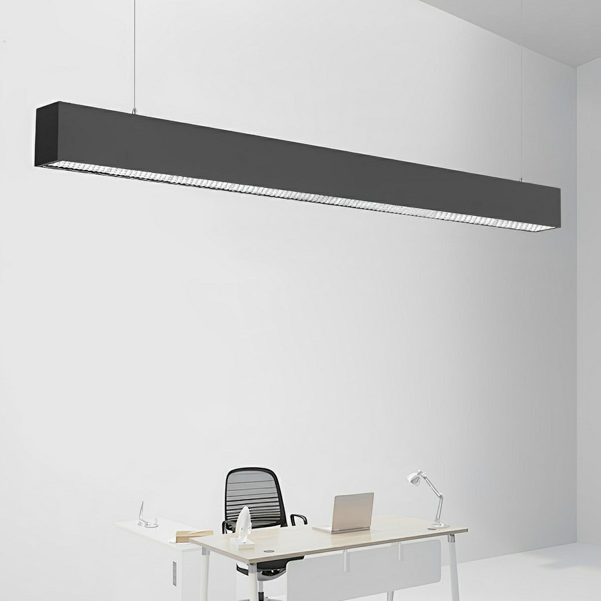 Black Modern Minimalist Linear LED Long Strip Office Ceiling Suspended Pendant Lights