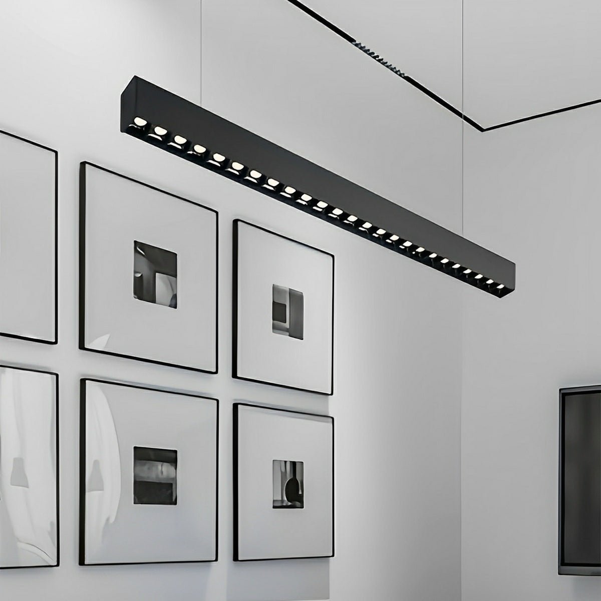 Black Modern Minimalist Linear LED Long Strip Office Ceiling Suspended Pendant Lights
