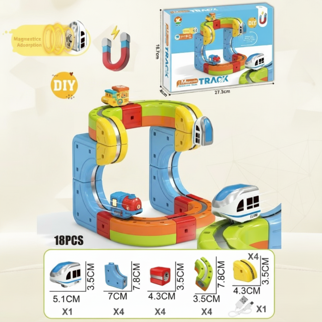 Magnetic Electric Train Track Set