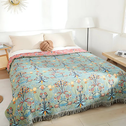 Reversible Woven Cotton Quilt Throw