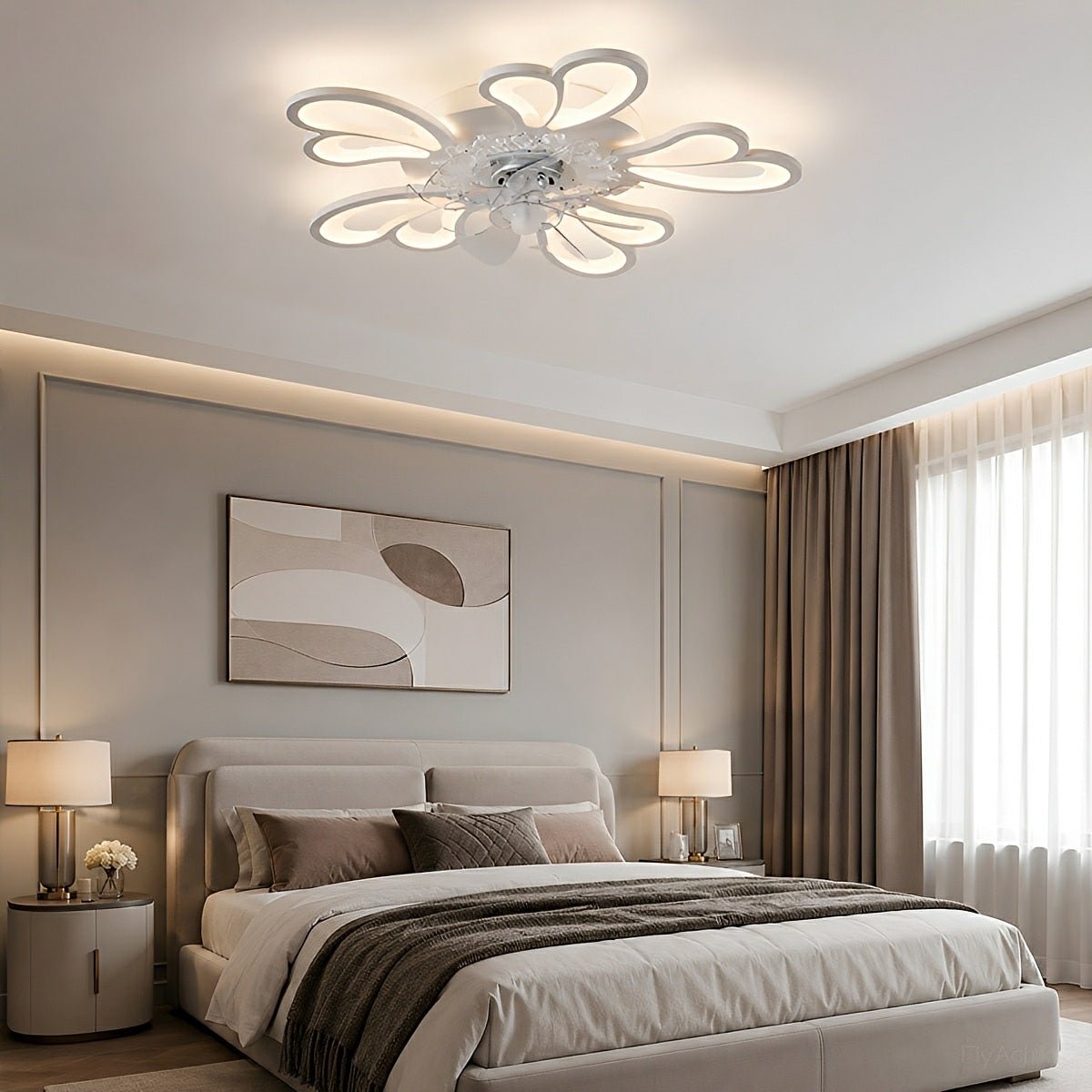 Creative Floral Shaped DC Motor LED Ceiling Fan Lights