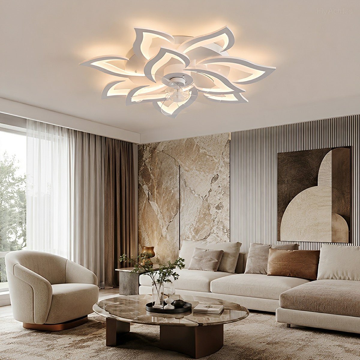 Creative Floral Shaped DC Motor LED Ceiling Fan Lights