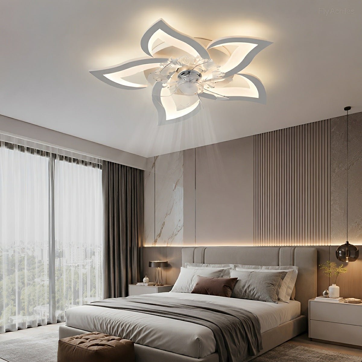 Creative Floral Shaped DC Motor LED Ceiling Fan Lights