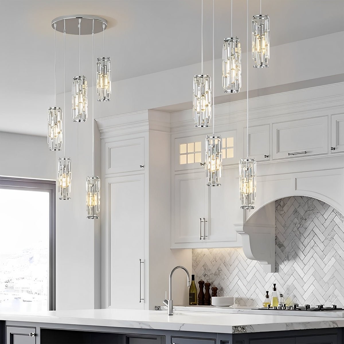 Dimmable Vintage Industrial Crystal Glass Pendant Light Ceiling Light