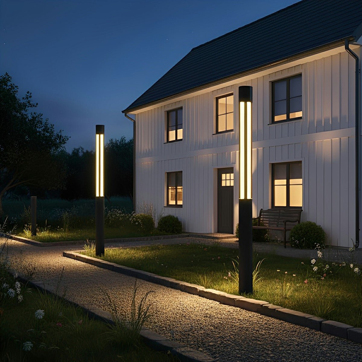 Modern Cylinder LED Black Outdoor Post Lights Pathway Light