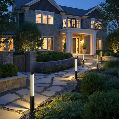 Modern Cylinder LED Black Outdoor Post Lights Pathway Light