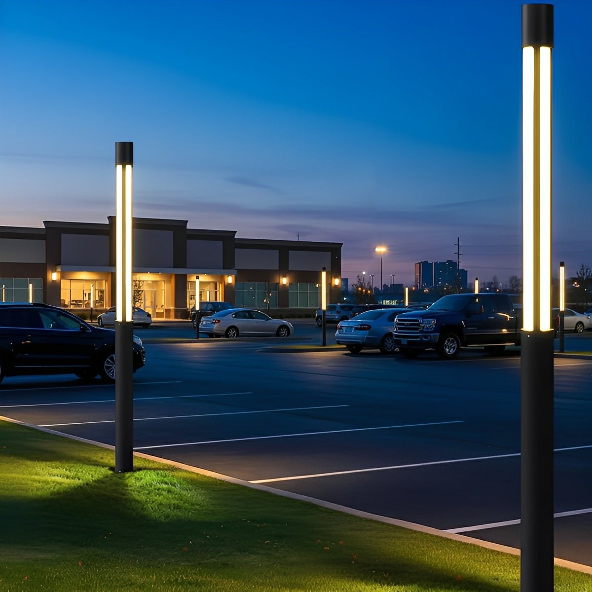 Modern Cylinder LED Black Outdoor Post Lights Pathway Light