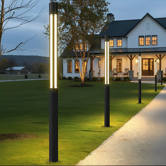 Modern Cylinder LED Black Outdoor Post Lights Pathway Light