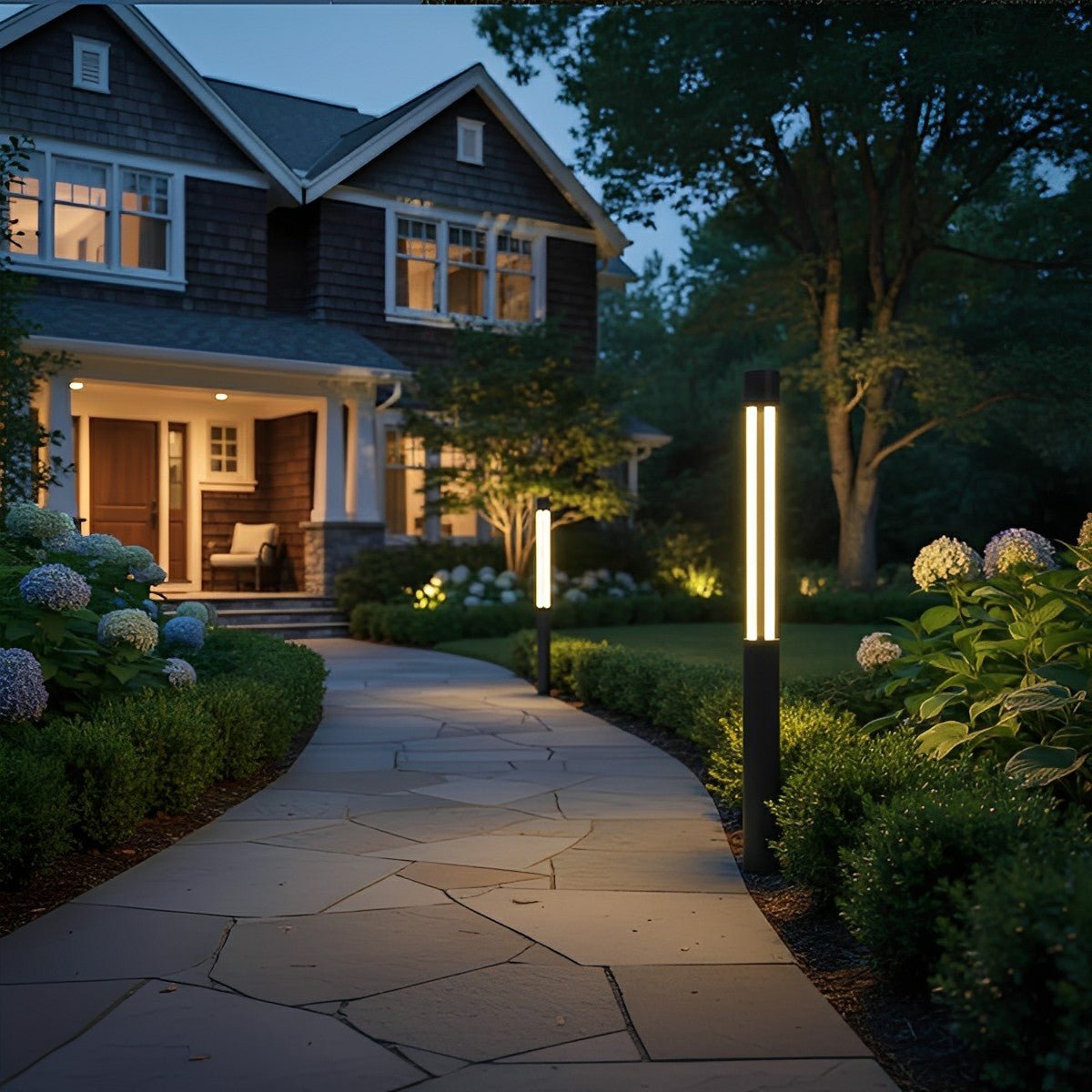 Modern Cylinder LED Black Outdoor Post Lights Pathway Light