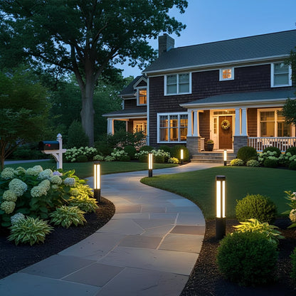 Modern Cylinder LED Black Outdoor Post Lights Pathway Light