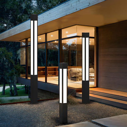 Waterproof LED Black Modern Outdoor Column Light