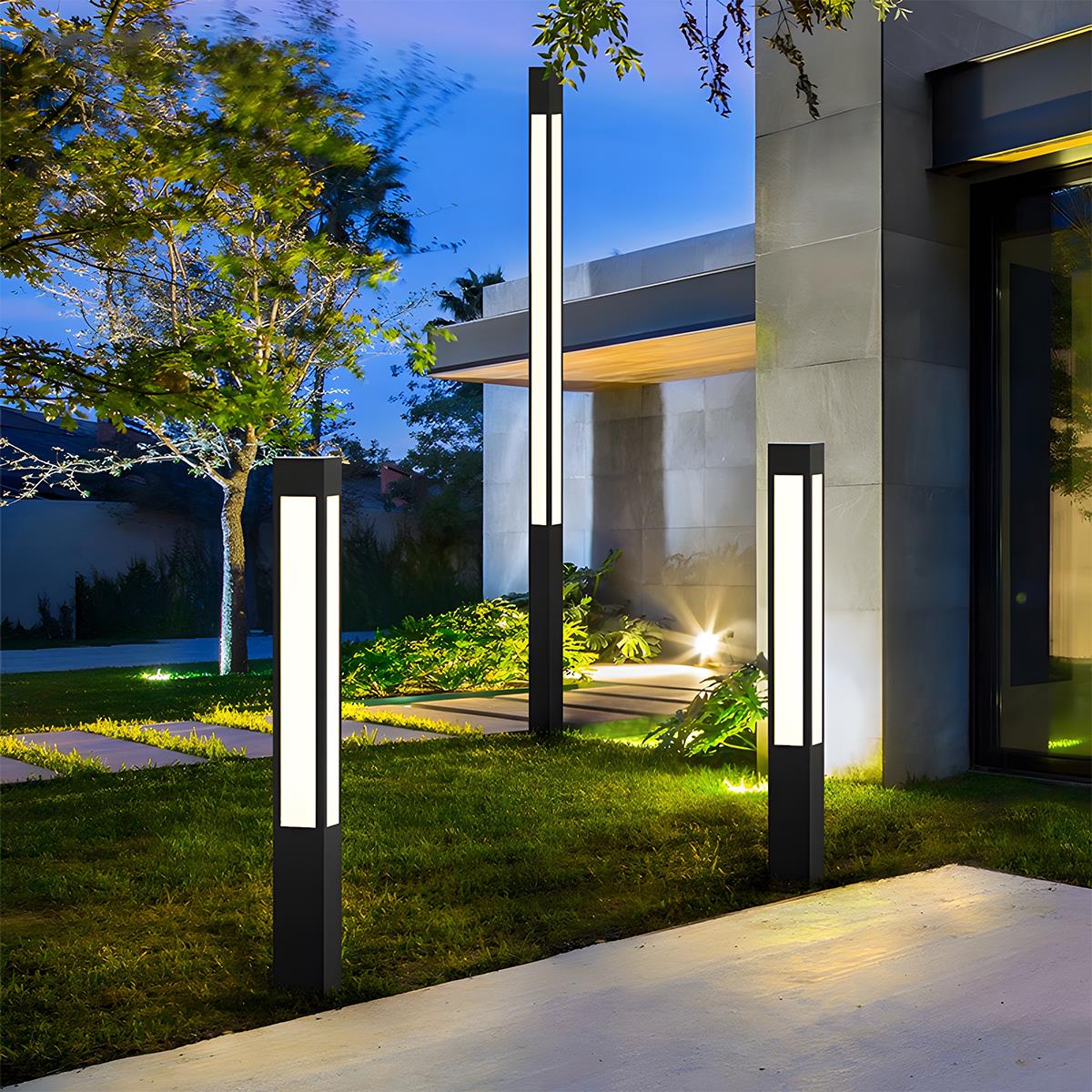 Waterproof LED Black Modern Outdoor Column Light
