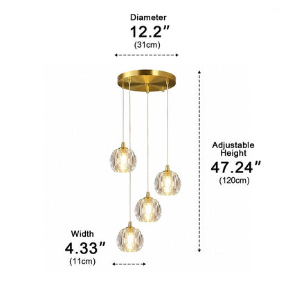 Dimmable Modern Luxury Brass Crystal Pendant Lights