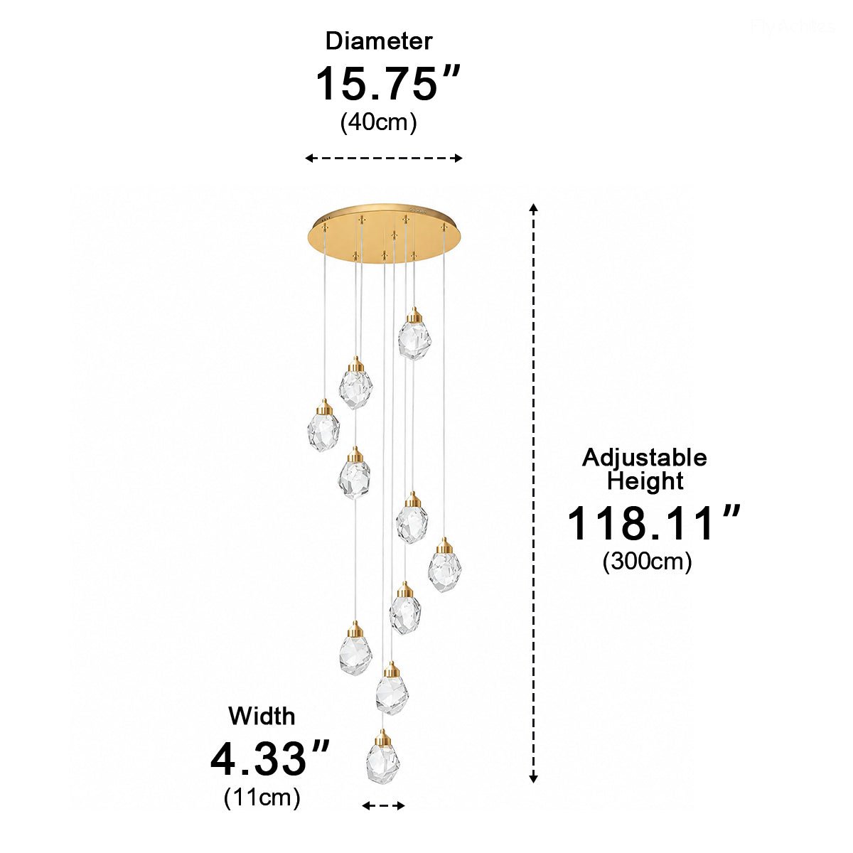 Dimmable Modern Luxury Brass Crystal Pendant Lights