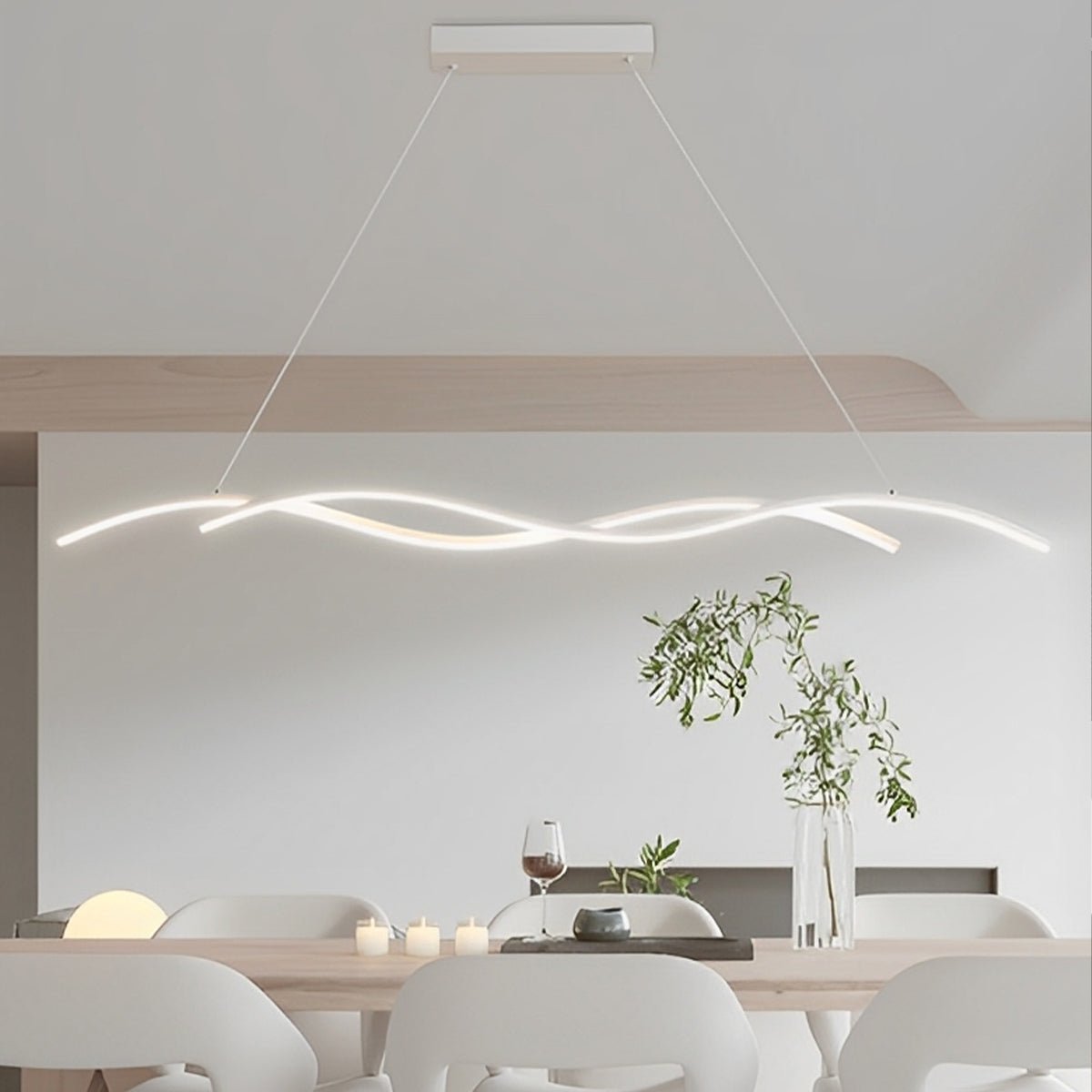 Dimmable Modern Minimalist Double Wave LED Pendant Light