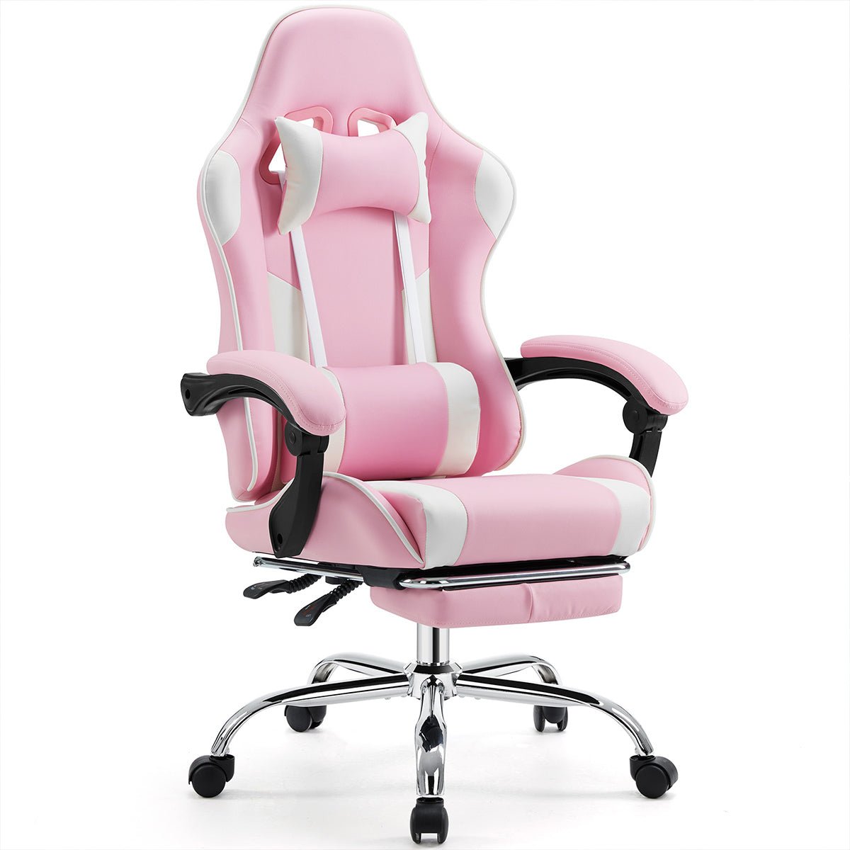 Ergonomic Computer Game Desk Chair Recliner - with Footrest & Lumbar Support & Headrest, Fixed Up Armrest,