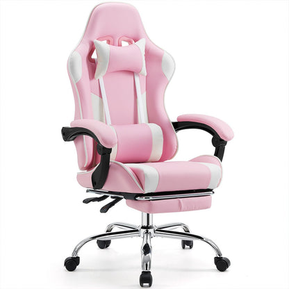 Ergonomic Computer Game Desk Chair Recliner - with Footrest & Lumbar Support & Headrest, Fixed Up Armrest,