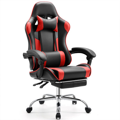 Ergonomic Computer Game Desk Chair Recliner - with Footrest & Lumbar Support & Headrest, Fixed Up Armrest,