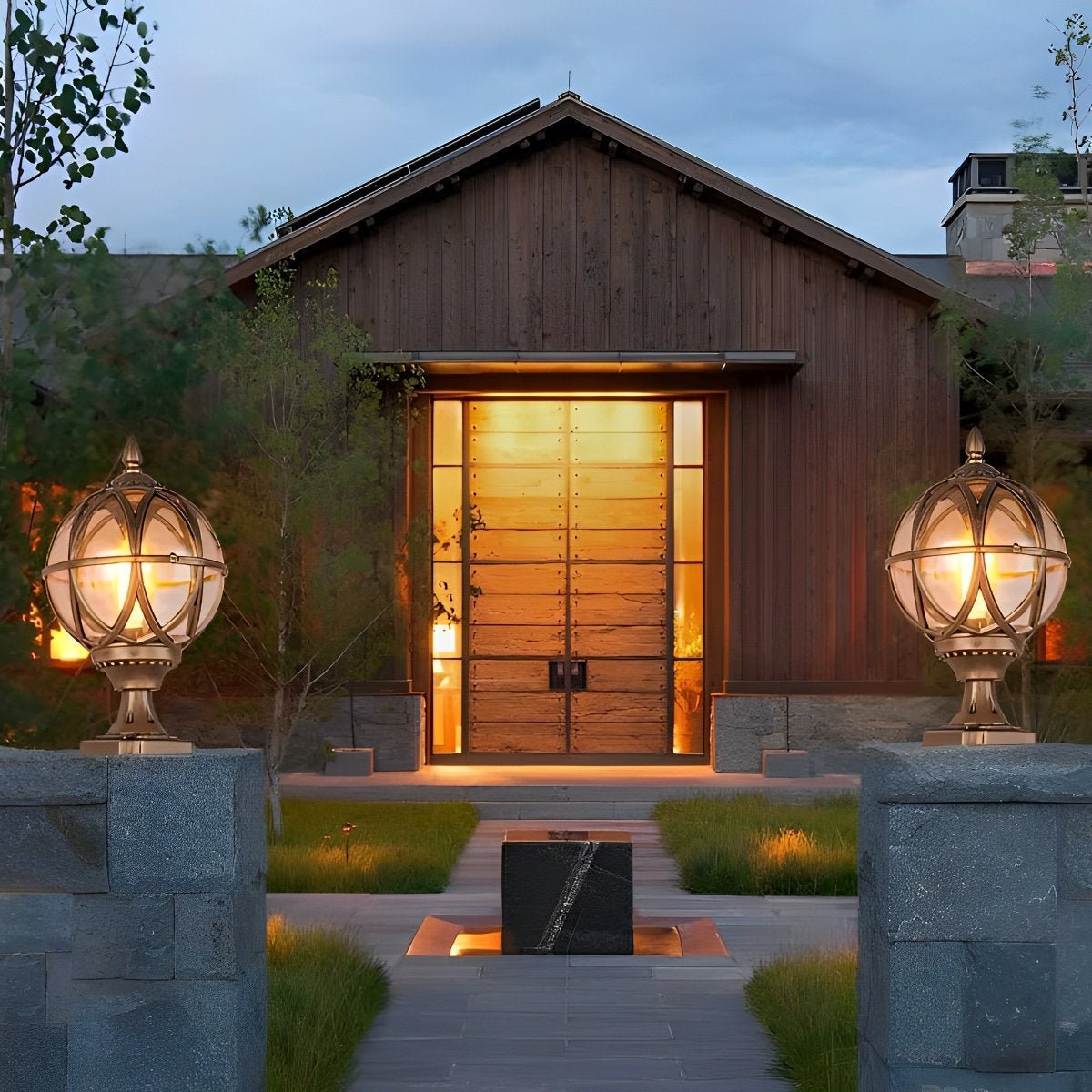 Farmhouse Round Ball Waterproof Outdoor Fence Post Lights