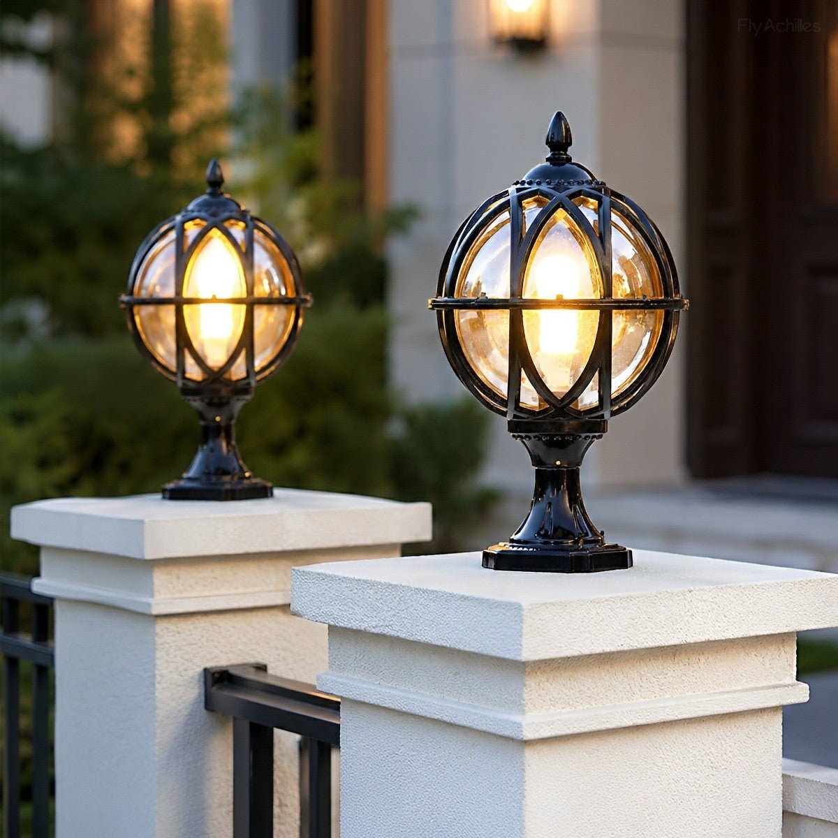 Farmhouse Round Ball Waterproof Outdoor Fence Post Lights