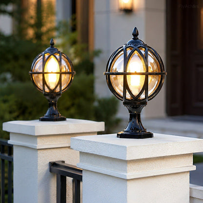 Farmhouse Round Ball Waterproof Outdoor Fence Post Lights