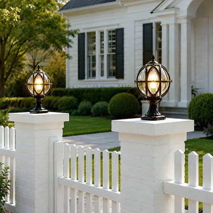 Farmhouse Round Ball Waterproof Outdoor Fence Post Lights
