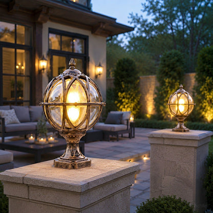 Farmhouse Round Ball Waterproof Outdoor Fence Post Lights