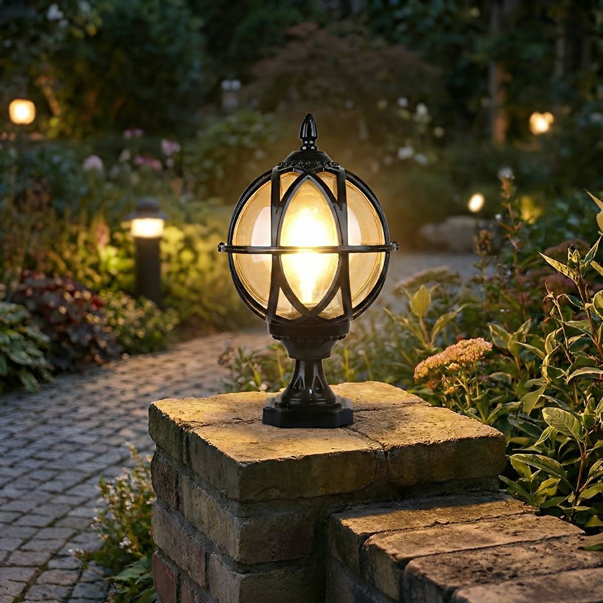 Farmhouse Round Ball Waterproof Outdoor Fence Post Lights