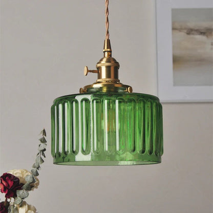 Adjustable Green Glass Pendant Light