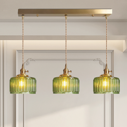 Adjustable Green Glass Pendant Light