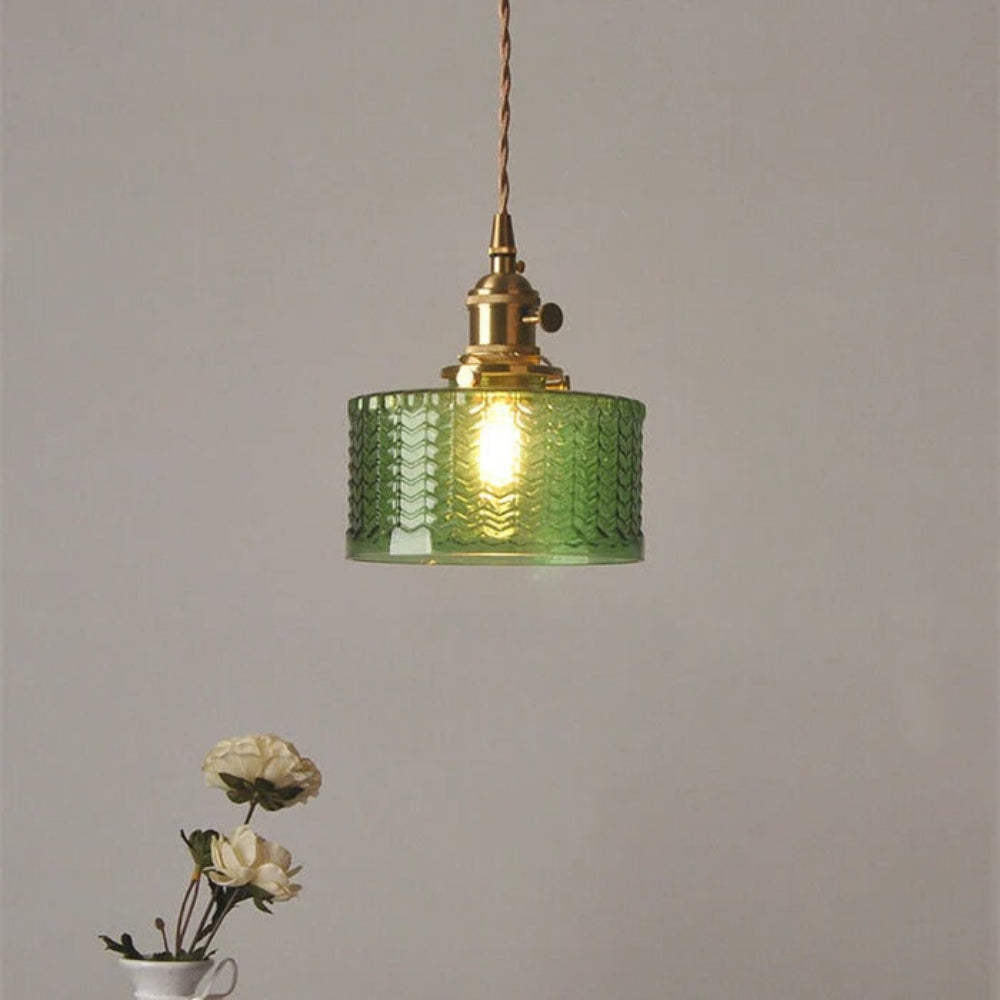 Adjustable Green Glass Pendant Light