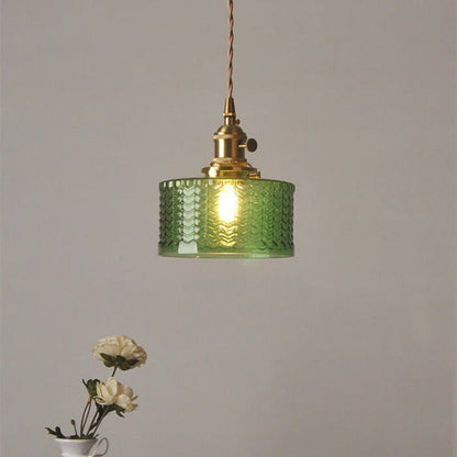 Adjustable Green Glass Pendant Light
