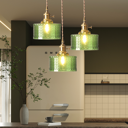 Adjustable Green Glass Pendant Light