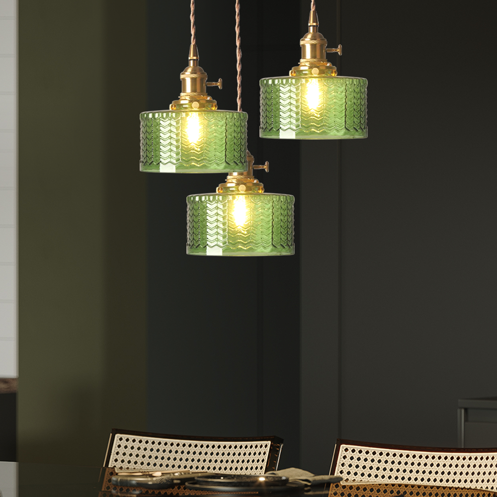 Adjustable Green Glass Pendant Light