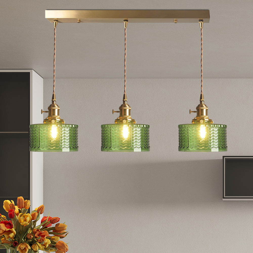 Adjustable Green Glass Pendant Light