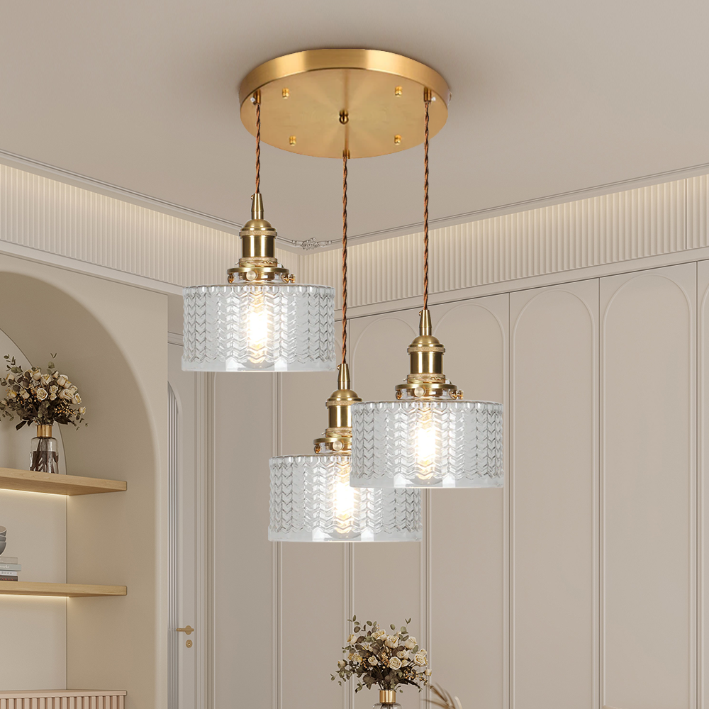 Adjustable Green Glass Pendant Light