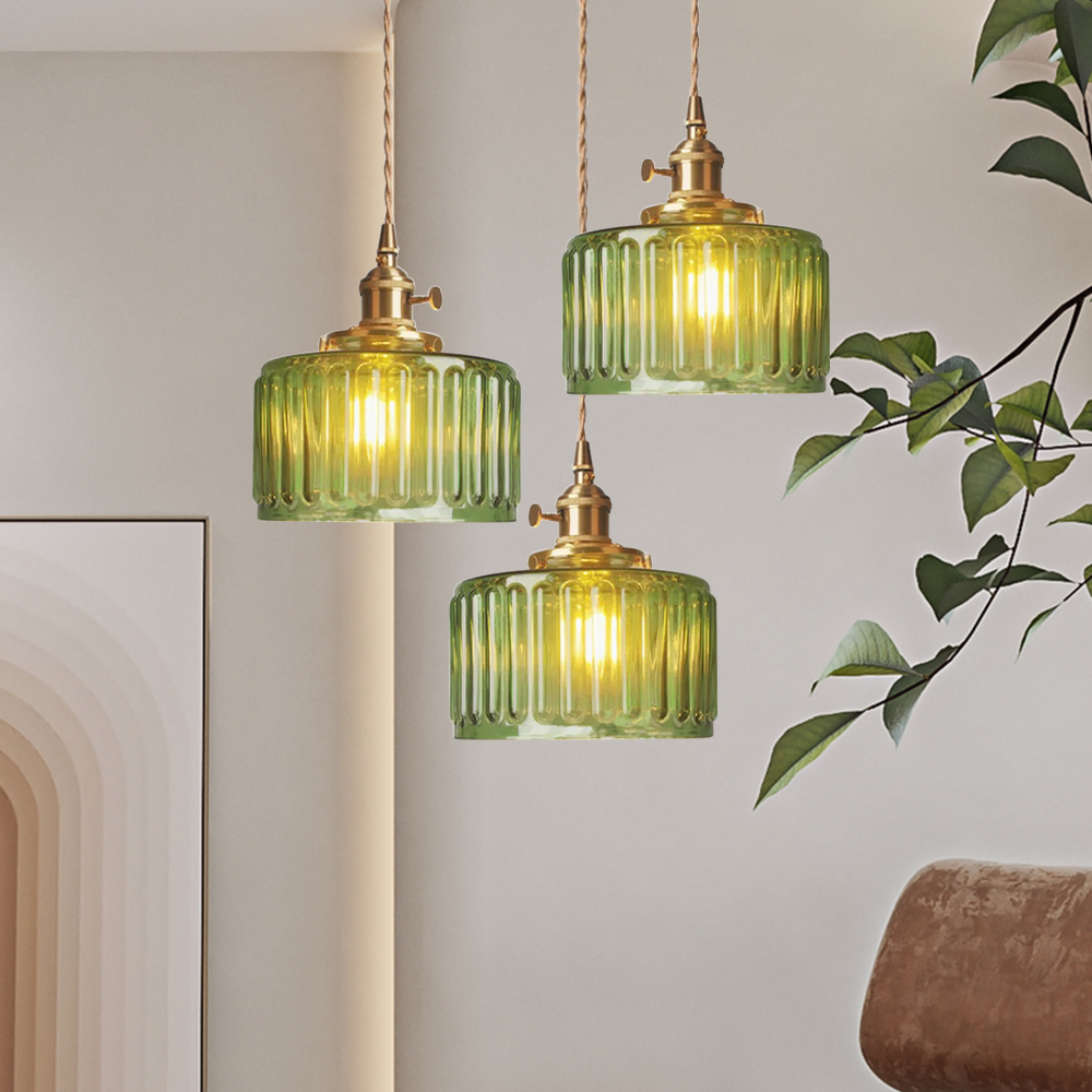Adjustable Green Glass Pendant Light