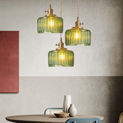 Adjustable Green Glass Pendant Light
